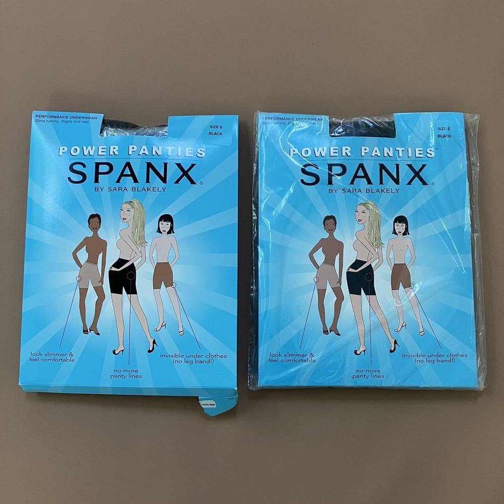x2 Spanx by Sara Blakely Power Panties Sz E Black Performance Underwear Slimming